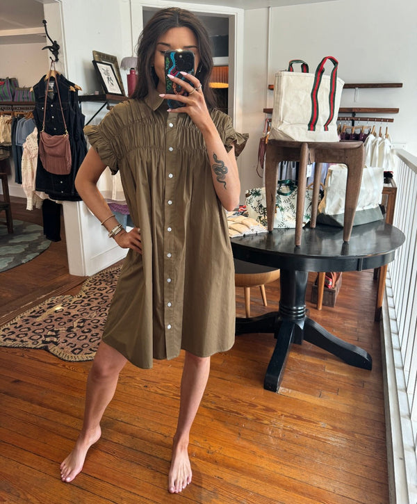 Khaki Woven Dress - Box Turtle