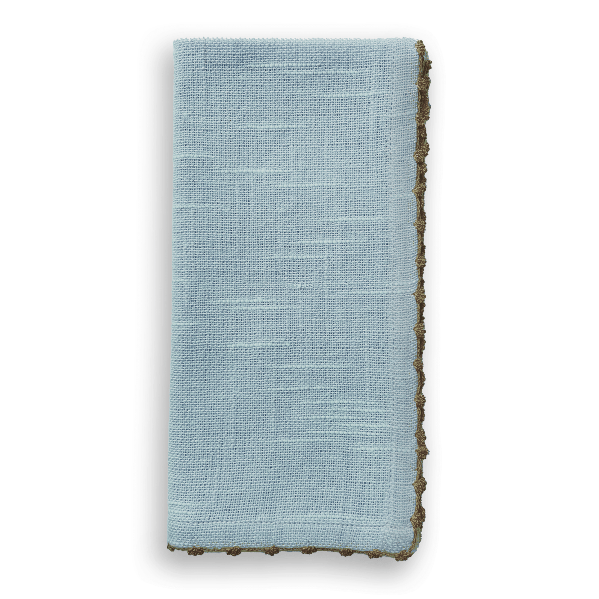 Knotted Edge Blue Cotton Napkin Natural Trim - Box Turtle