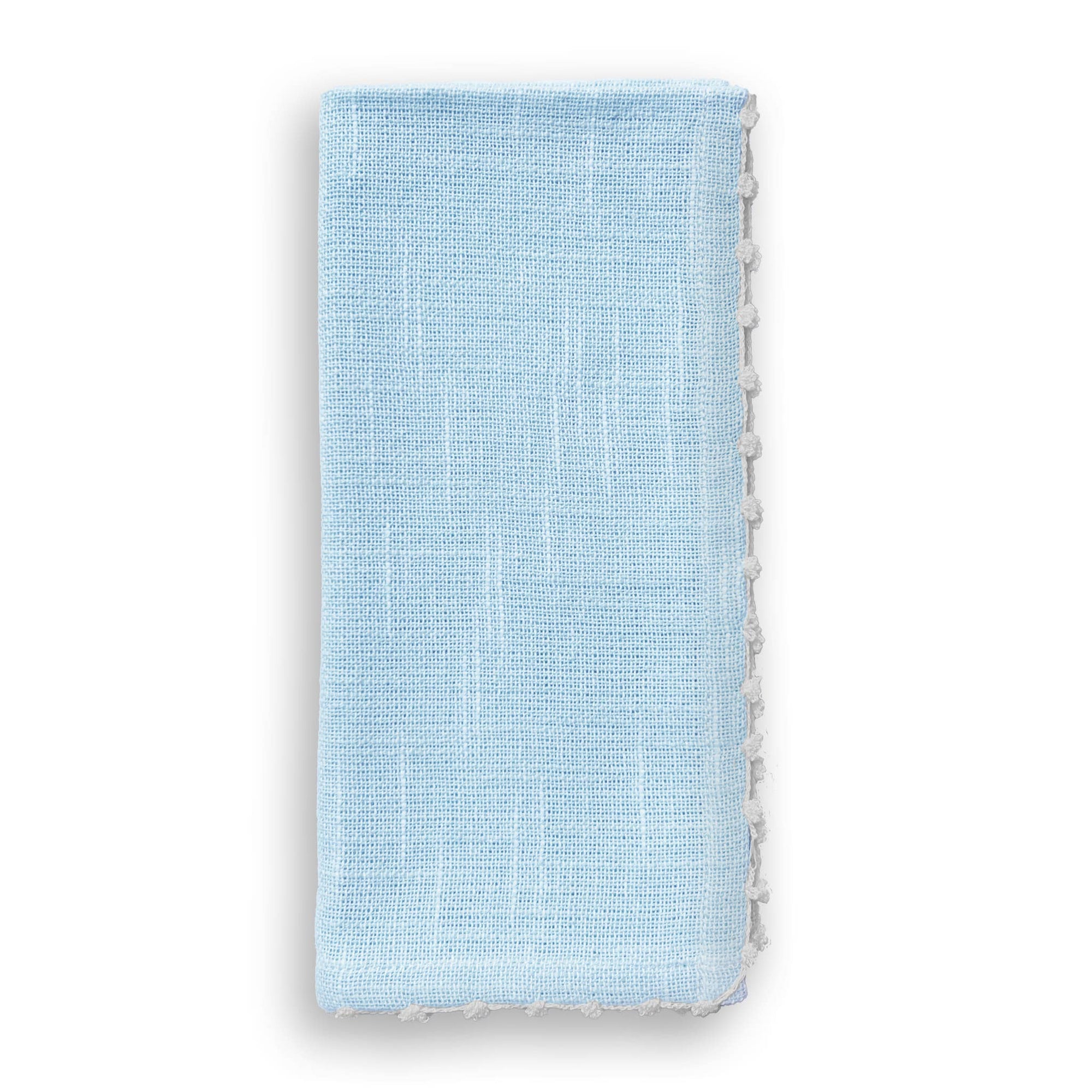 Knotted Edge Light Blue Cotton Napkin - Box Turtle