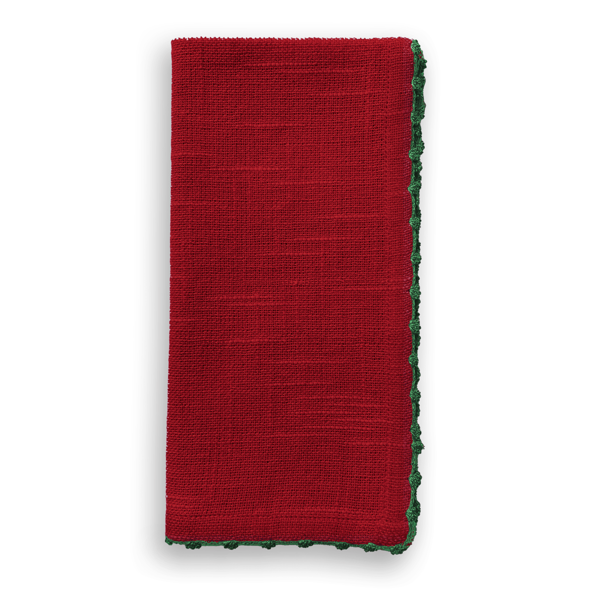 Knotted Edge Scarlet Red Cotton Napkin - Box Turtle
