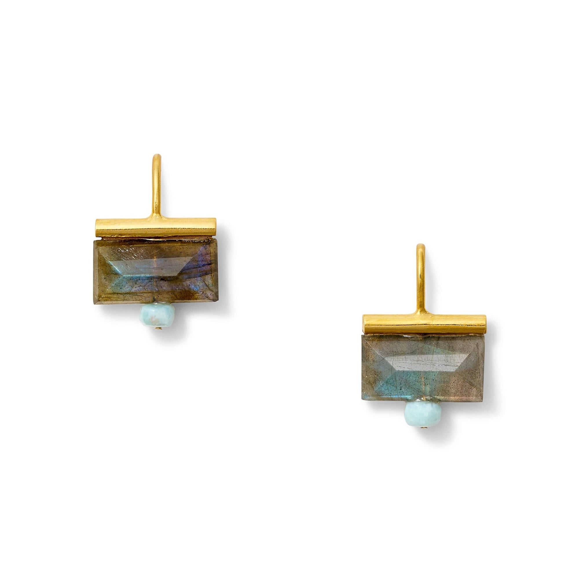 Labradorite + Aqua Horizon Earring - Box Turtle