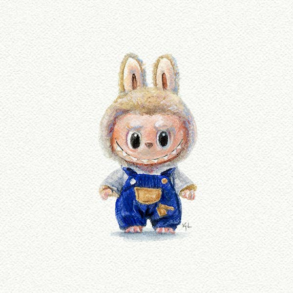 Labubu Miniature Watercolor Print - Box Turtle