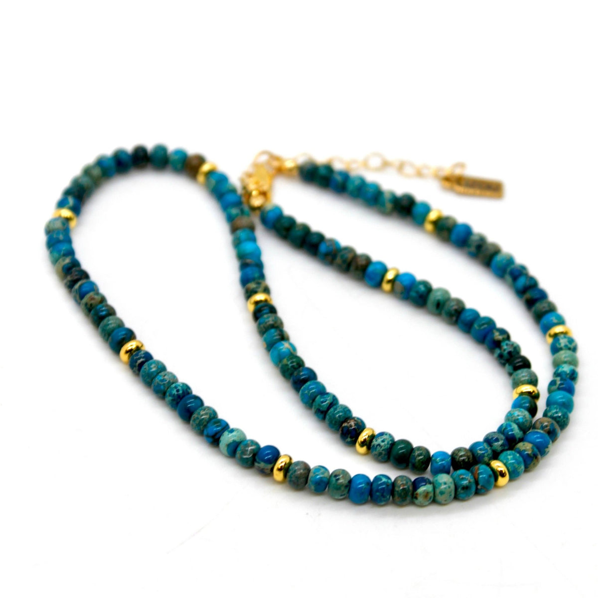 Lake Blue Jasper + Gold Necklace - Box Turtle