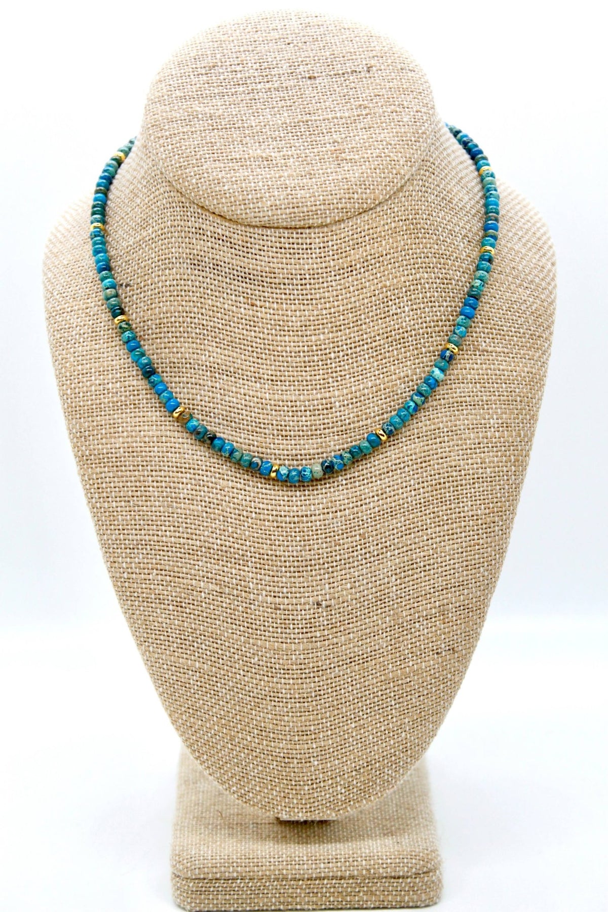 Lake Blue Jasper + Gold Necklace - Box Turtle