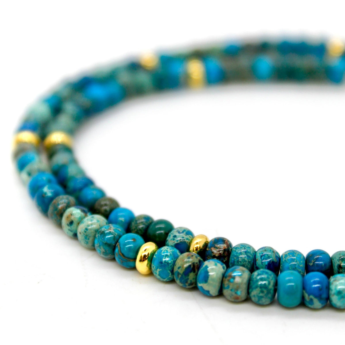 Lake Blue Jasper + Gold Necklace - Box Turtle