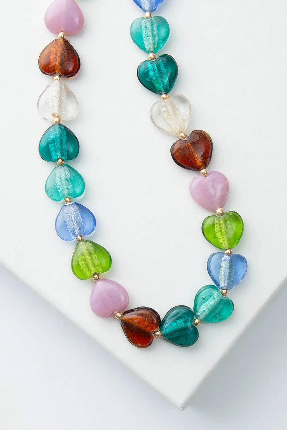 Lampwork Glass Beaded Heart Necklace - Box Turtle