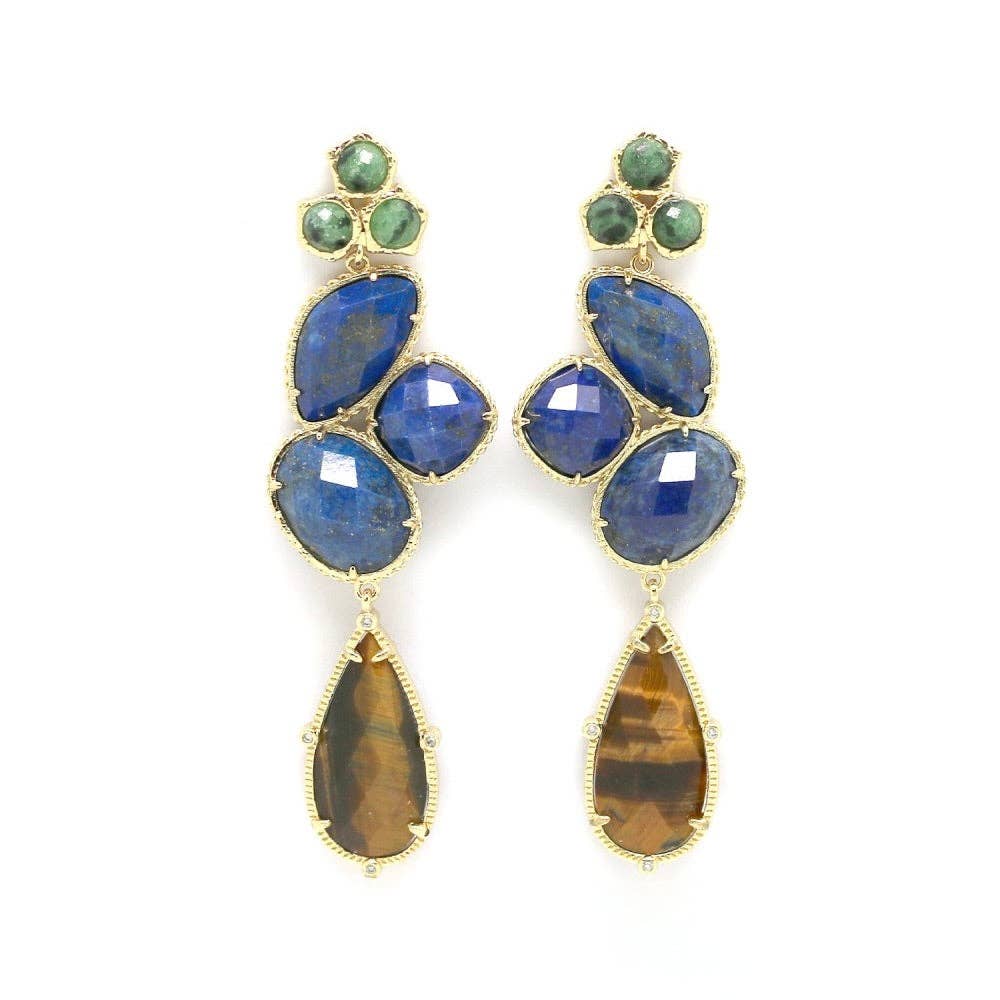 Lapis Lazuli Mix Dangle Earrings - Box Turtle