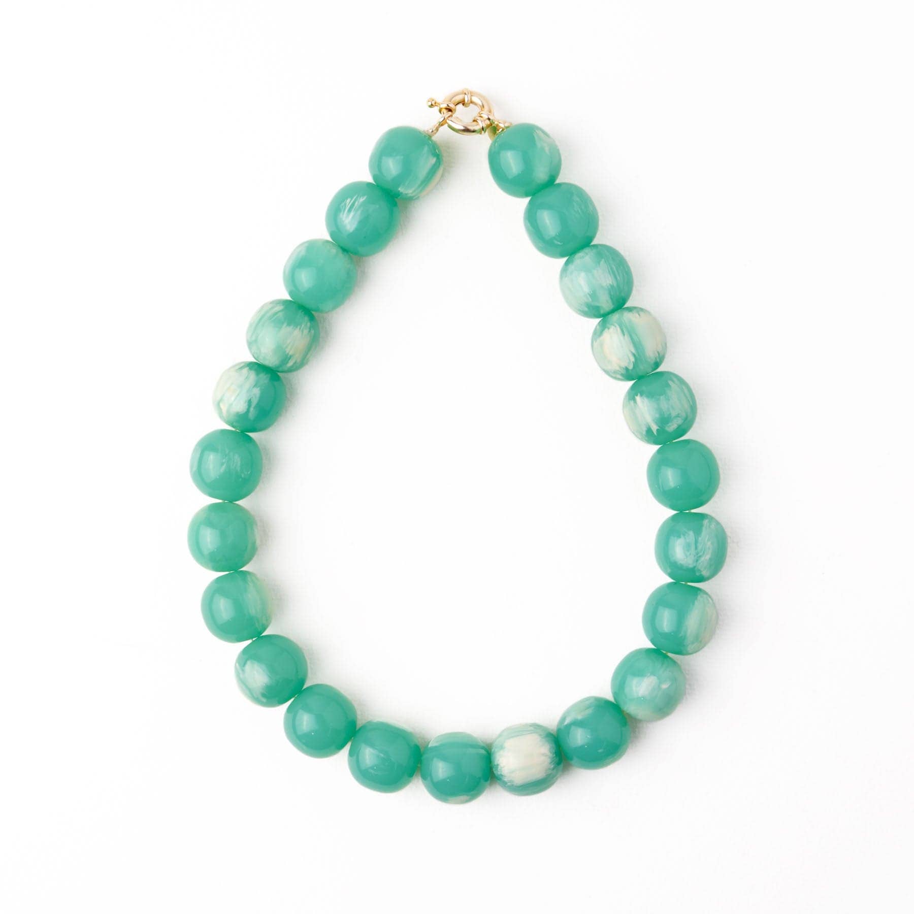 Large Aqua Resin Bead Necklace - Box Turtle