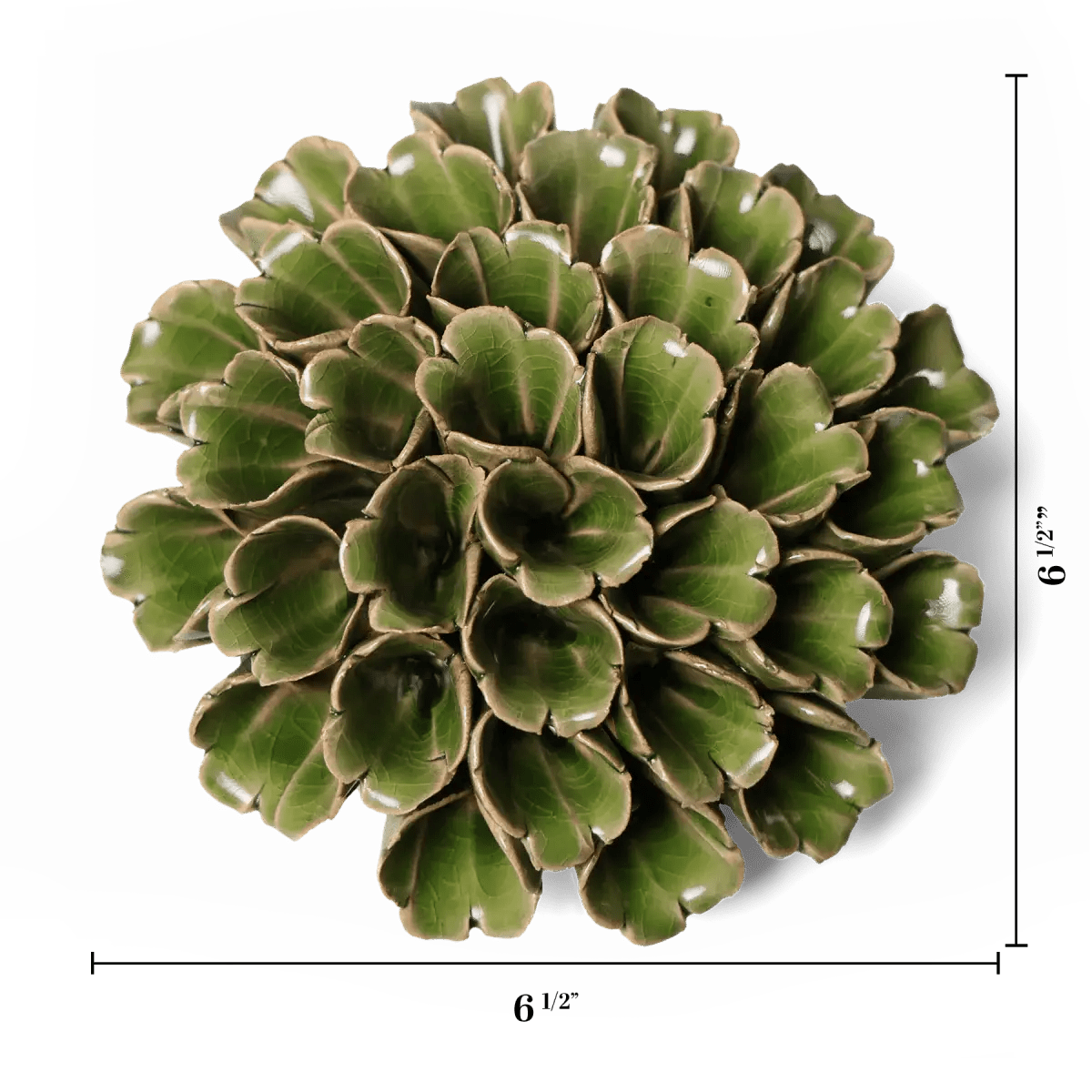 Large Green Polyp Ceramic Flower Art - Box Turtle