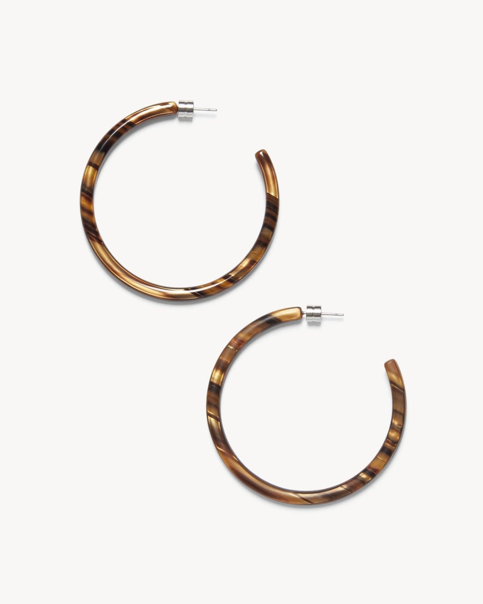 Large Hoops in Tiger’s Eye - Box Turtle