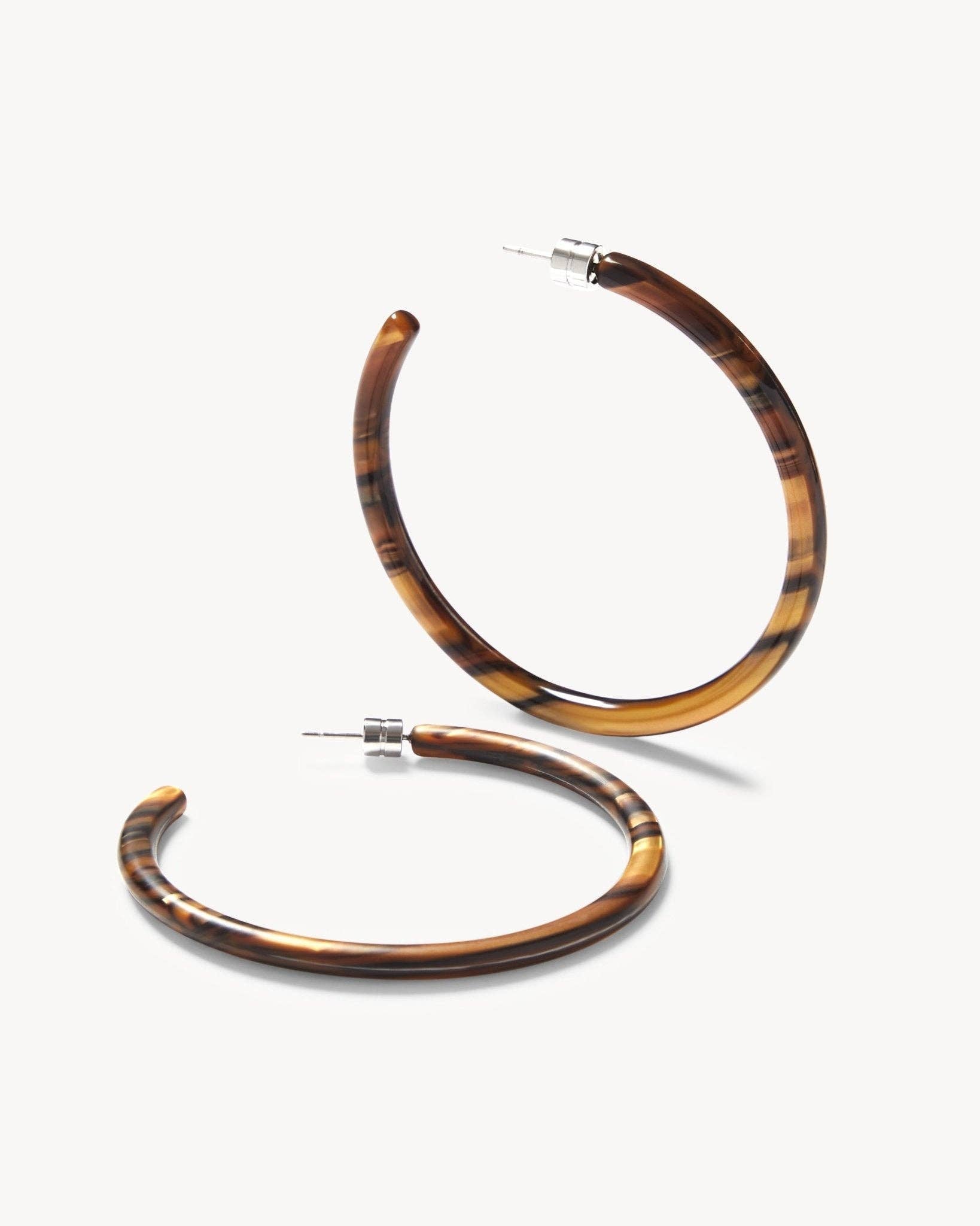 Large Hoops in Tiger’s Eye - Box Turtle