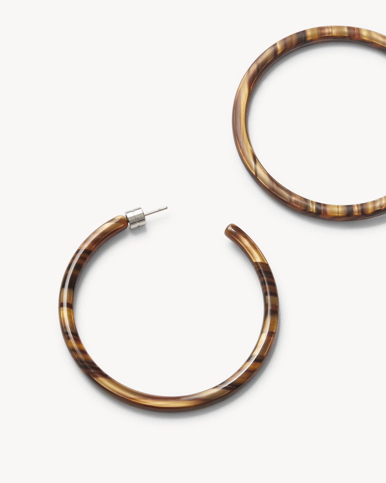 Large Hoops in Tiger’s Eye - Box Turtle