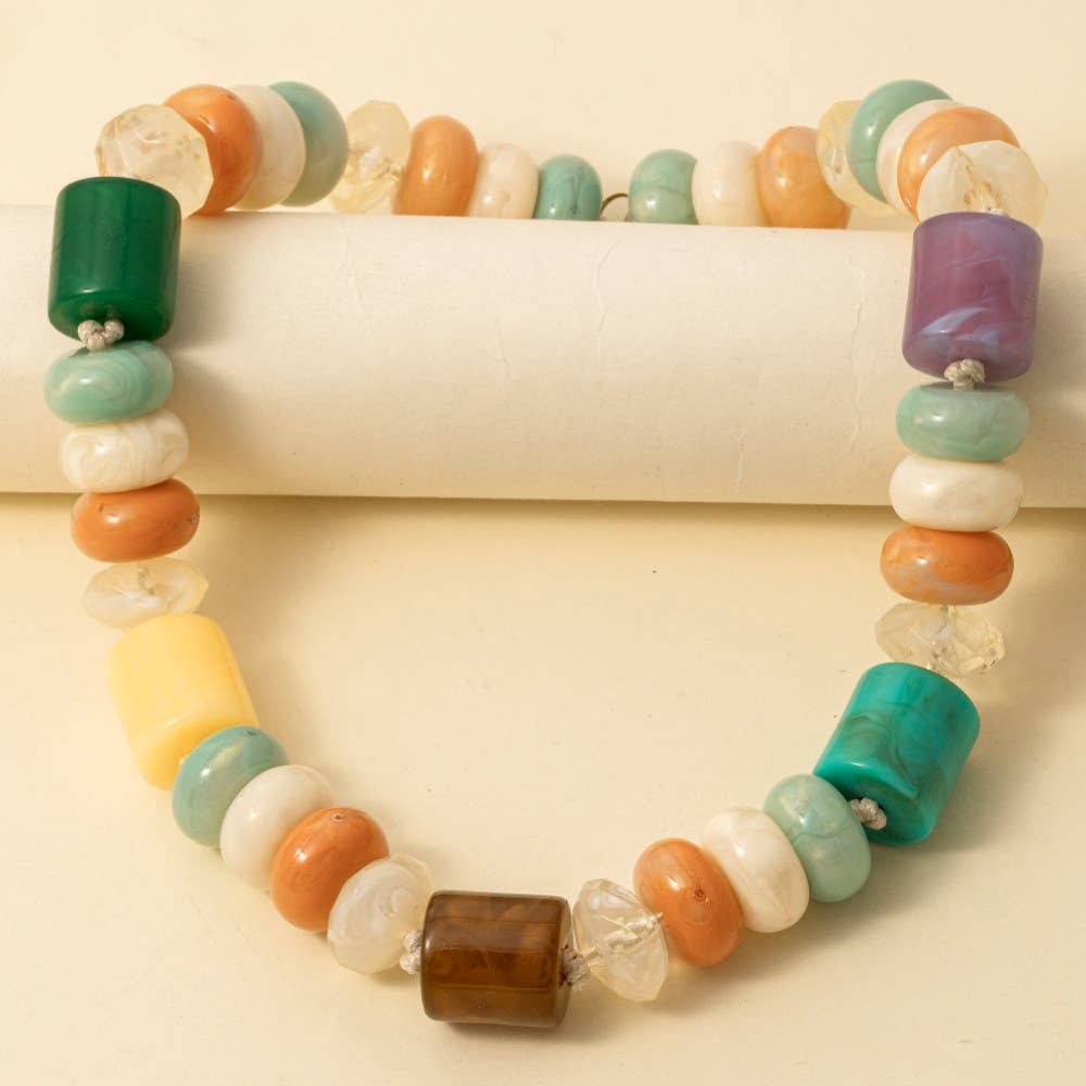 Large Marble Resin Beaded Necklace - Box Turtle