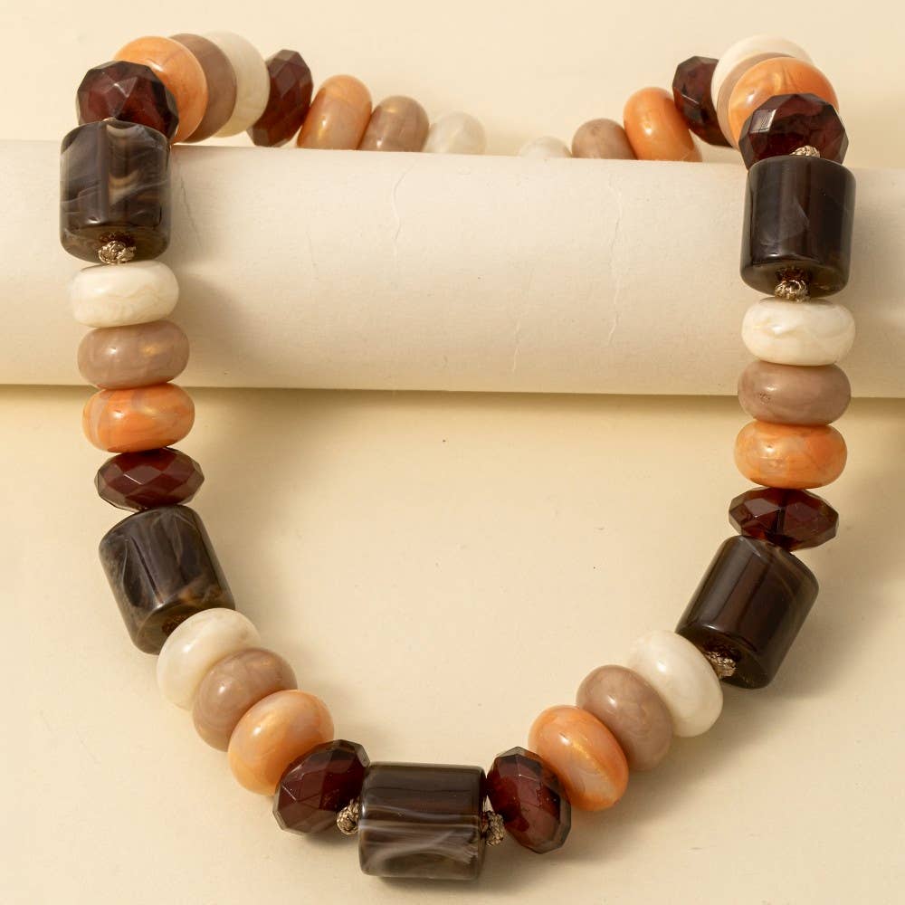 Large Marble Resin Beaded Necklace - Box Turtle