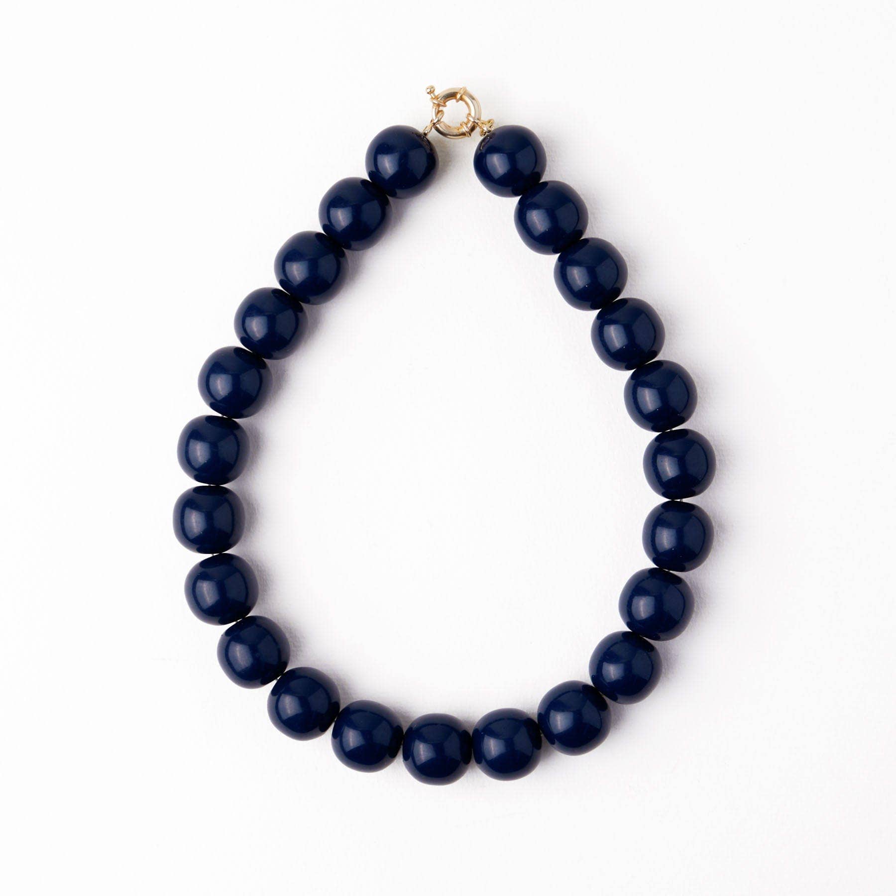 Large Navy Resin Bead Necklace - Box Turtle