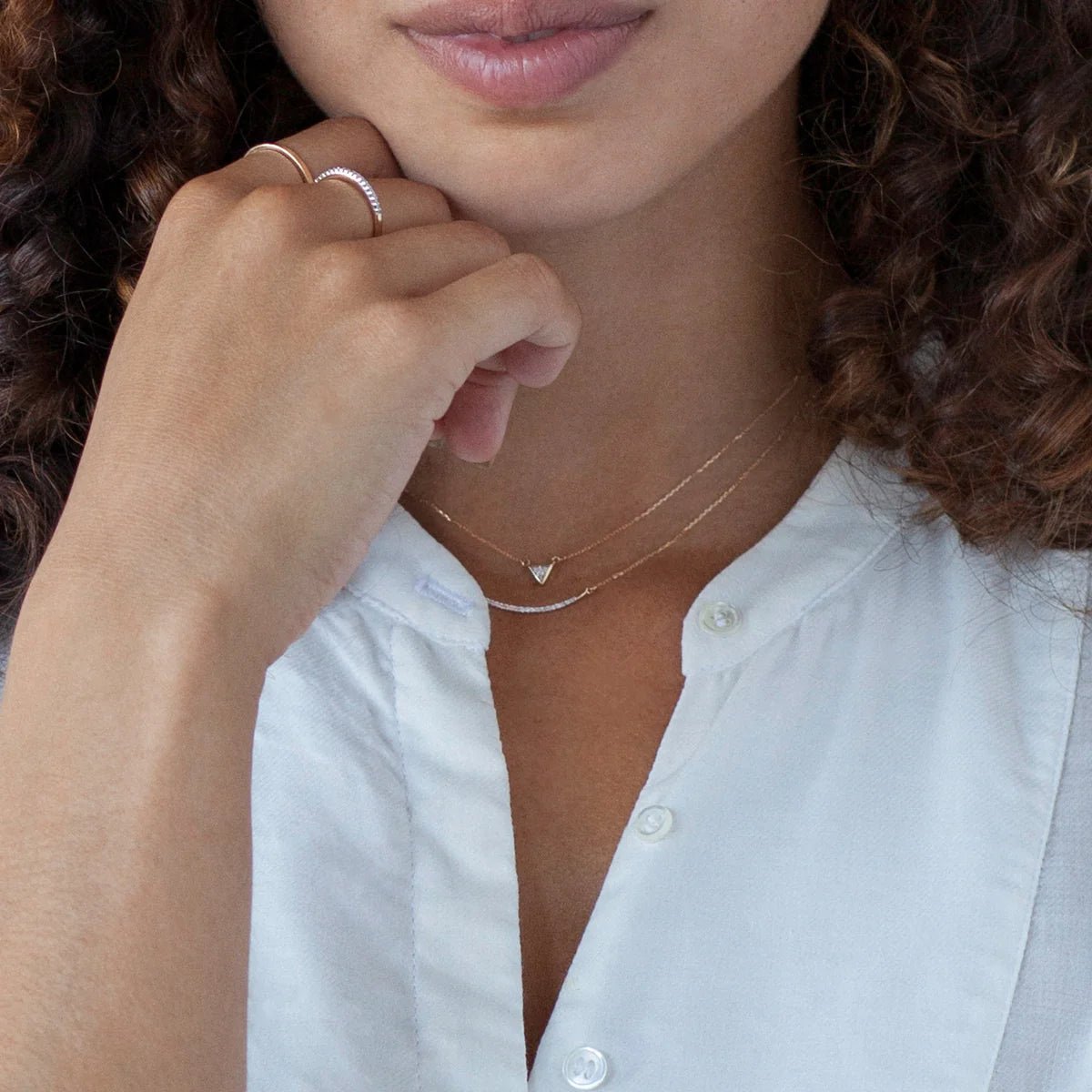 Large Pavé Curve Necklace - Box Turtle