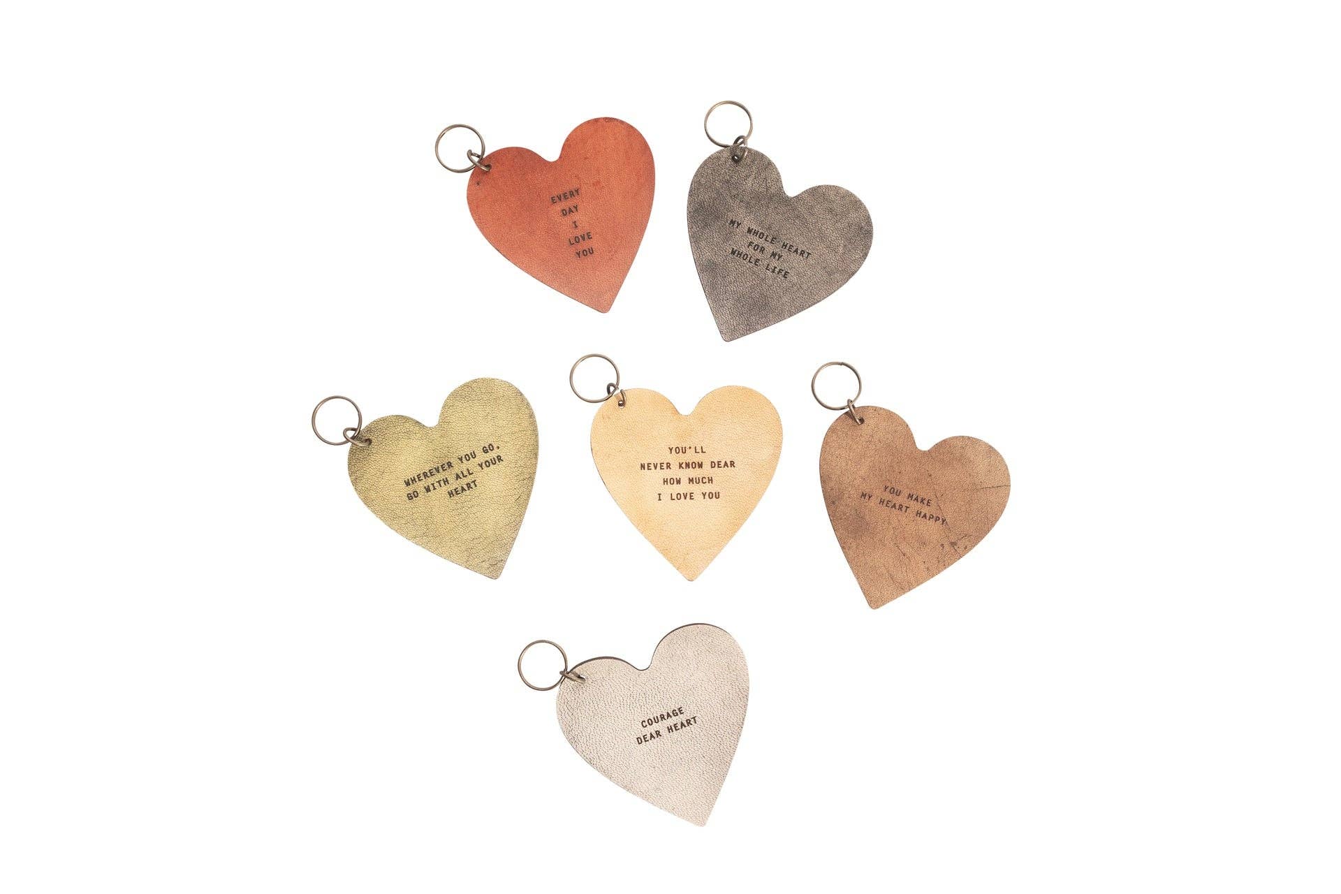 Leather Heart Keychains - Box Turtle