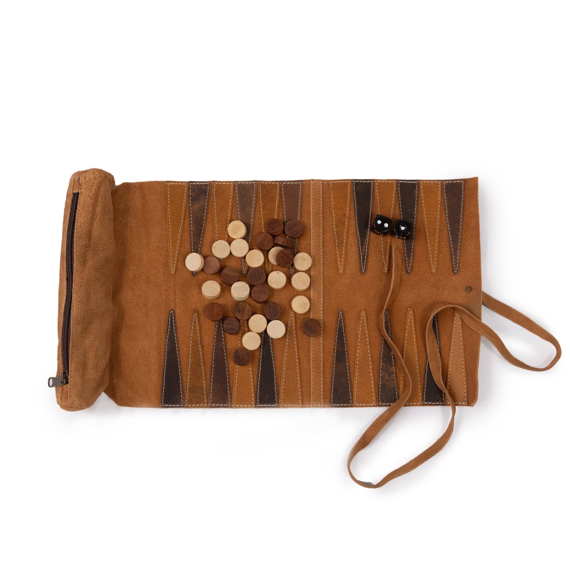 Leather & Suede Backgammon Game - Box Turtle