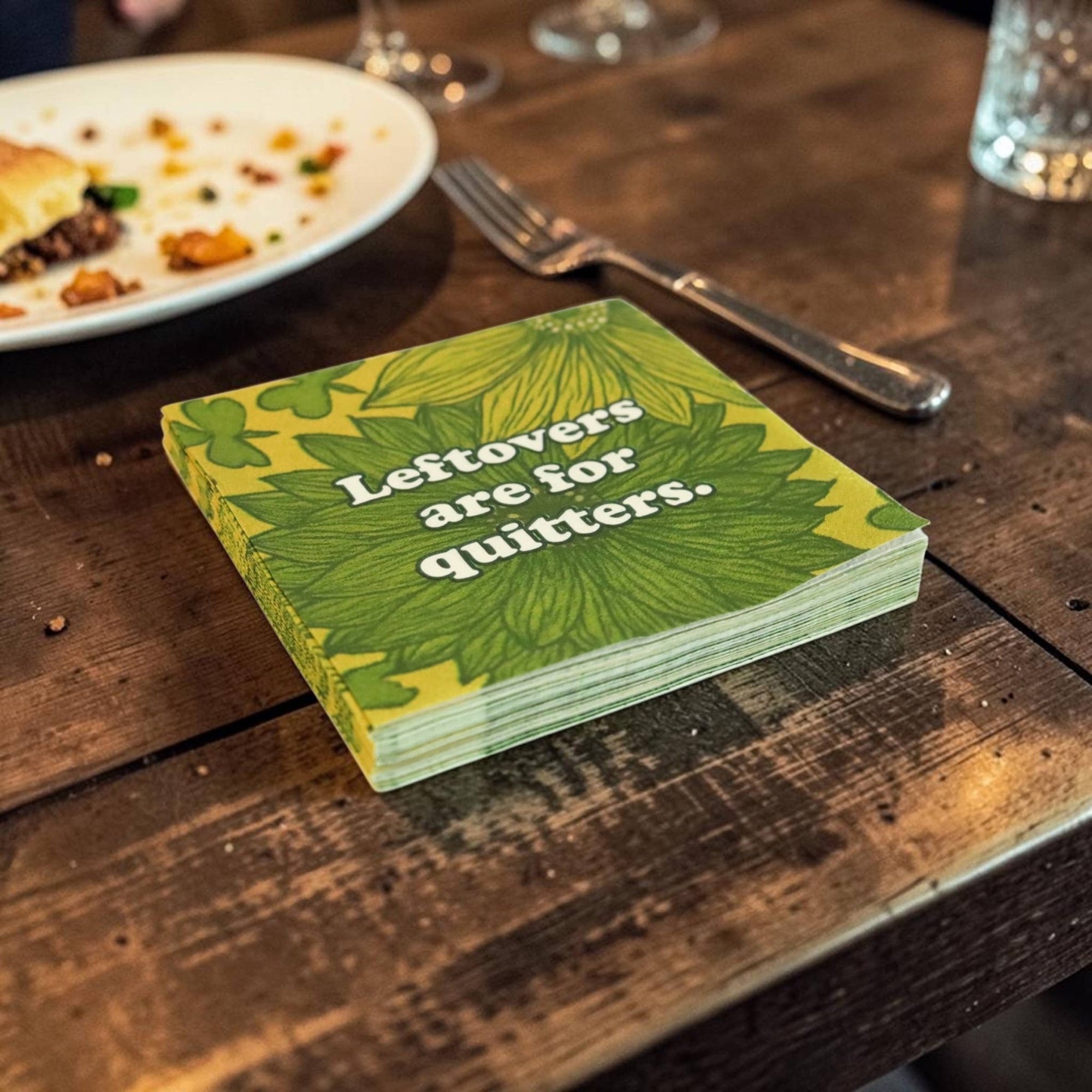 Leftovers Are for Quitters - Funny Retro Cocktail Napkins - Box Turtle