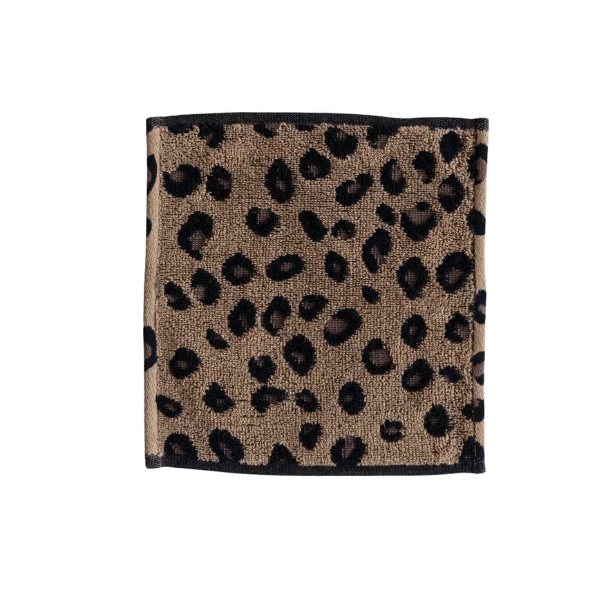 Leopard Print Cotton Terry Wash Cloth - Box Turtle