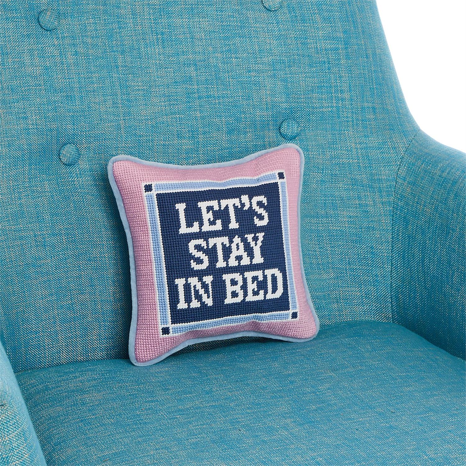 Let's Stay In Bed Needlepoint Pillow - Box Turtle