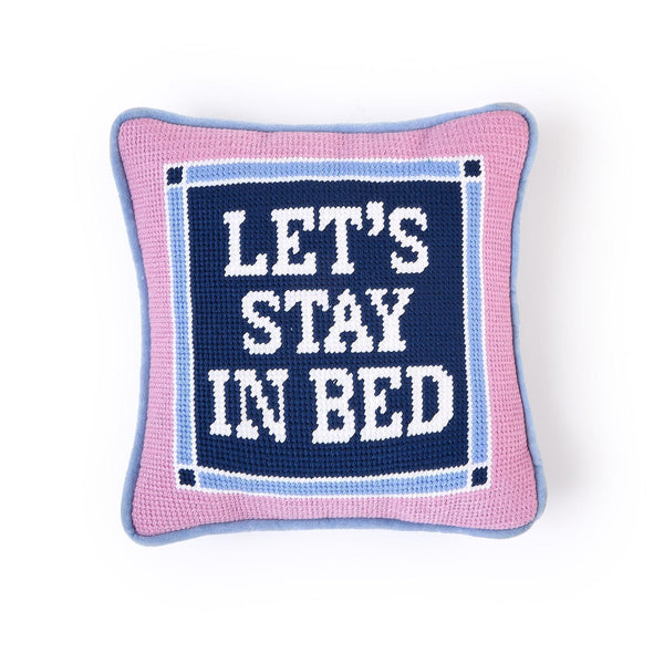 Let's Stay In Bed Needlepoint Pillow - Box Turtle