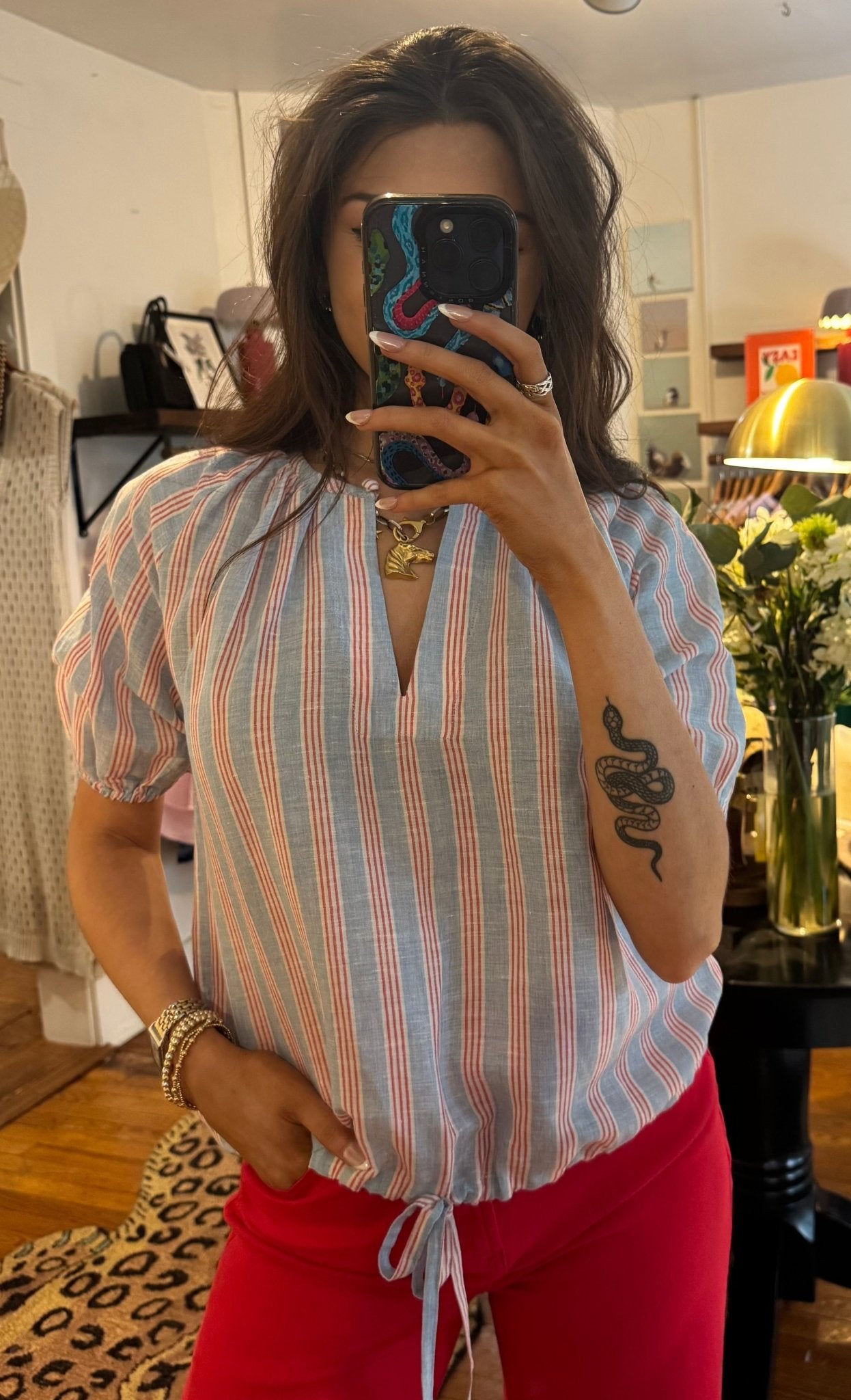 Liberty Stripe Poete Short Sleeve Top - Box Turtle