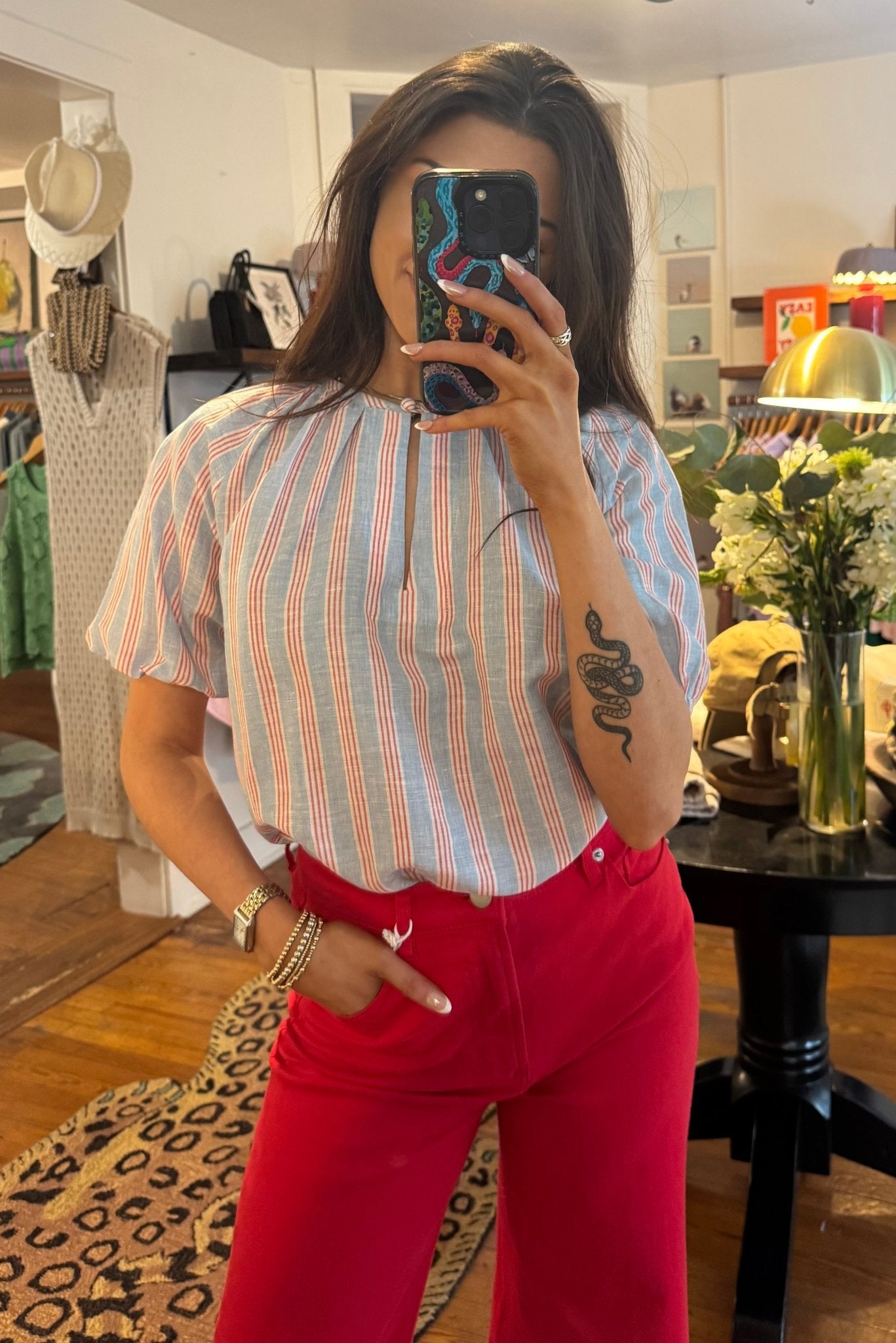 Liberty Stripe Poete Short Sleeve Top - Box Turtle