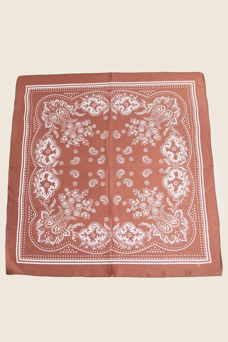 Light Paisley Design Square Bandana Scarf - Box Turtle
