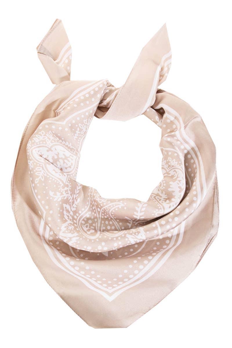 Light Paisley Design Square Bandana Scarf - Box Turtle