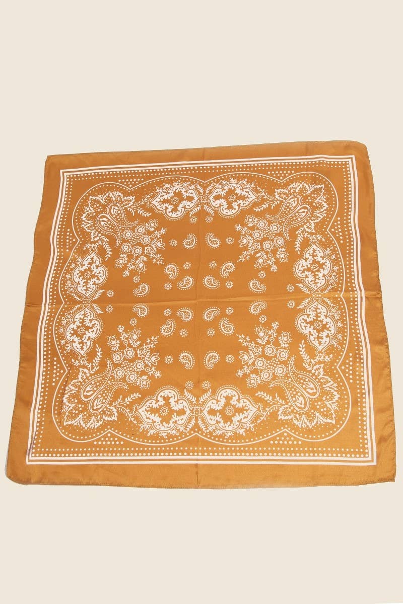 Light Paisley Design Square Bandana Scarf - Box Turtle