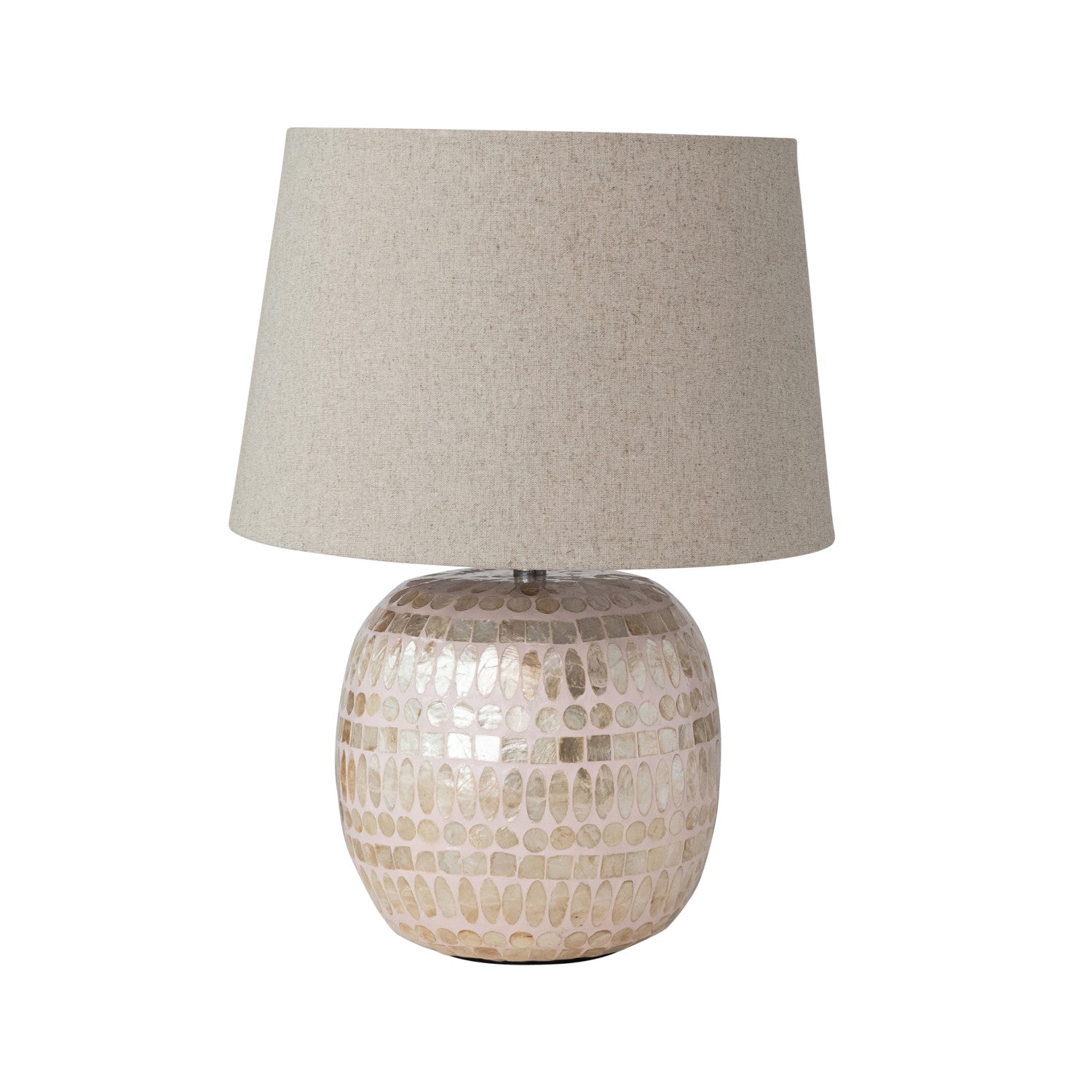 Light Pink Capiz Lamp with Linen Shade - Box Turtle