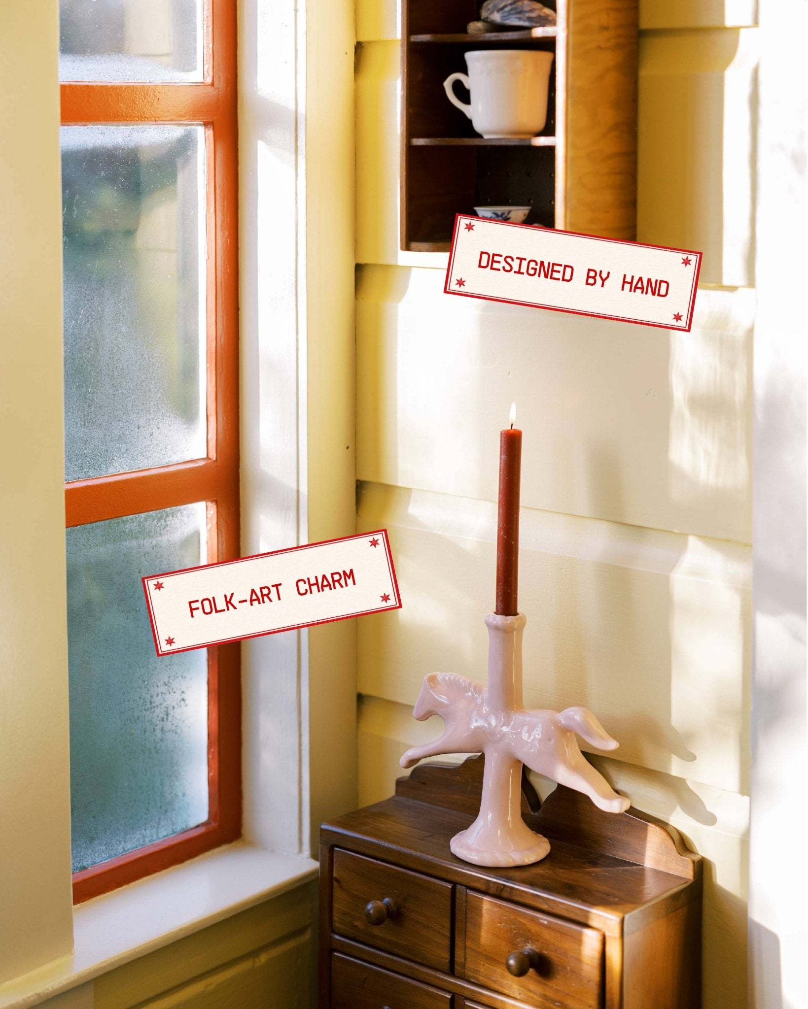 Light Pink Dala Horse Candlestick Holder - Box Turtle