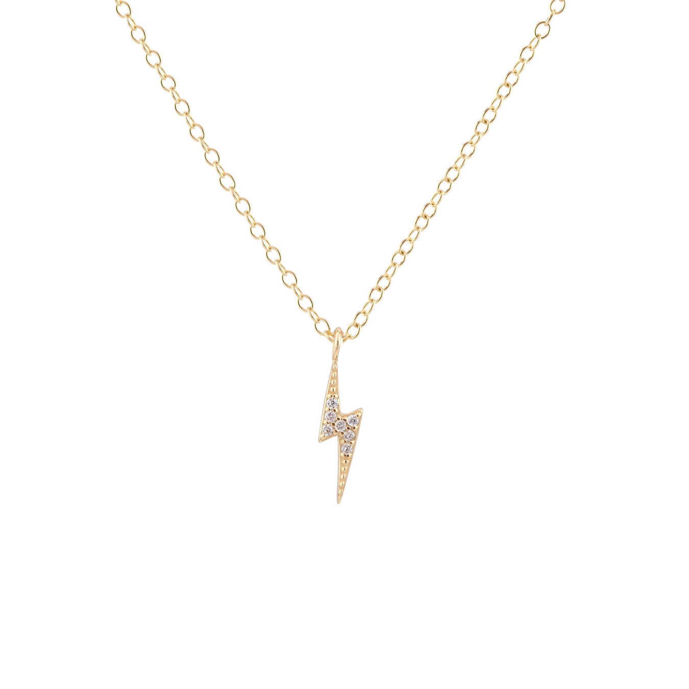 Lightning Bolt Crystal Charm Necklace - Box Turtle