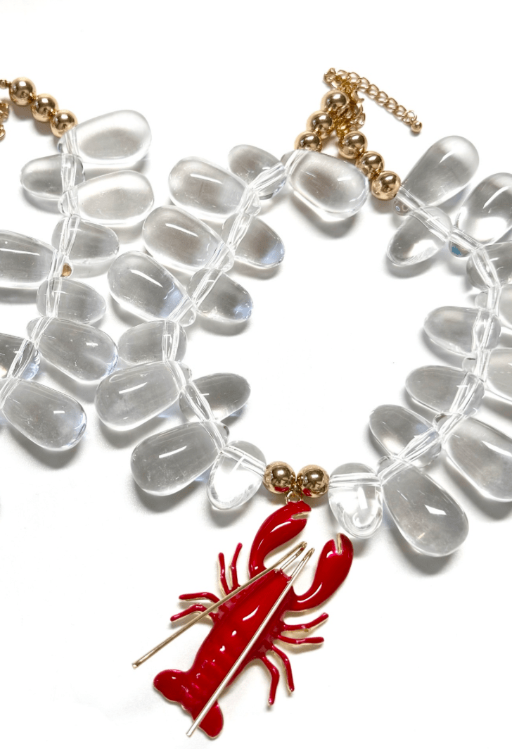 Lobster Resin Bead Statement Necklace  - Box Turtle