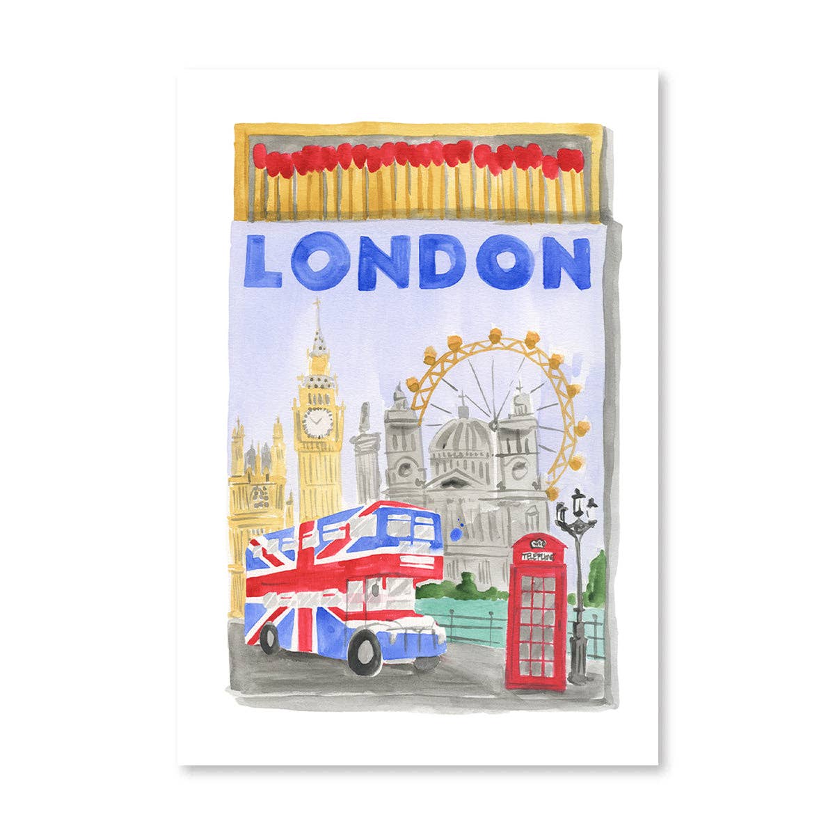 London Matchbook Watercolor Print - Box Turtle