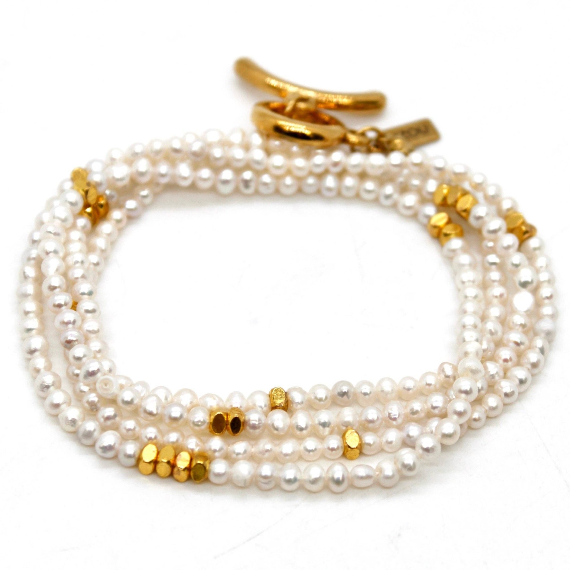 Long Freshwater Pearl and Gold Luxury Necklace - Box Turtle
