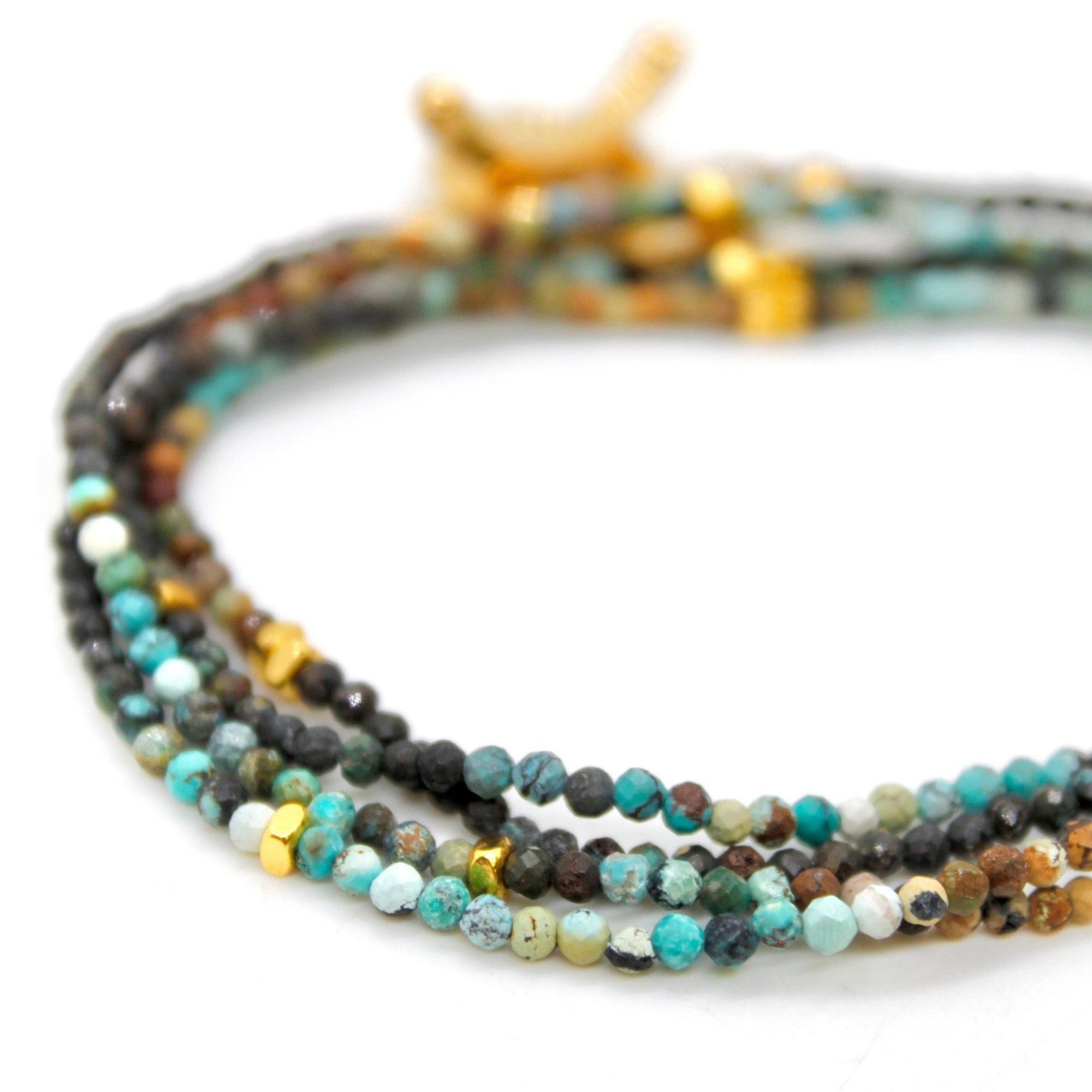 Long Gradient Turquoise Stone and Gold Luxury Necklace - Box Turtle