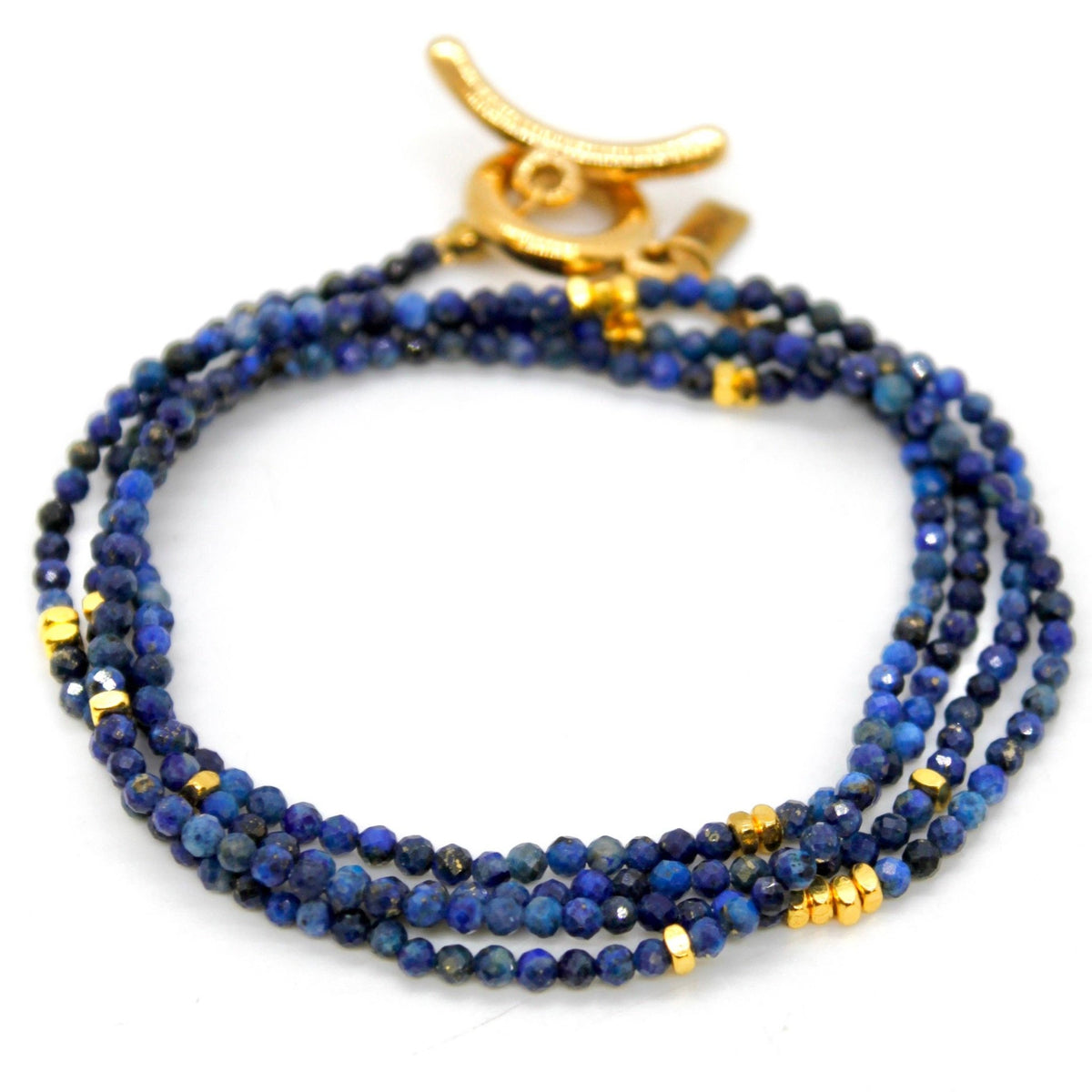 Long Lapis Lazuli Stone and Gold Luxury Necklace - Box Turtle