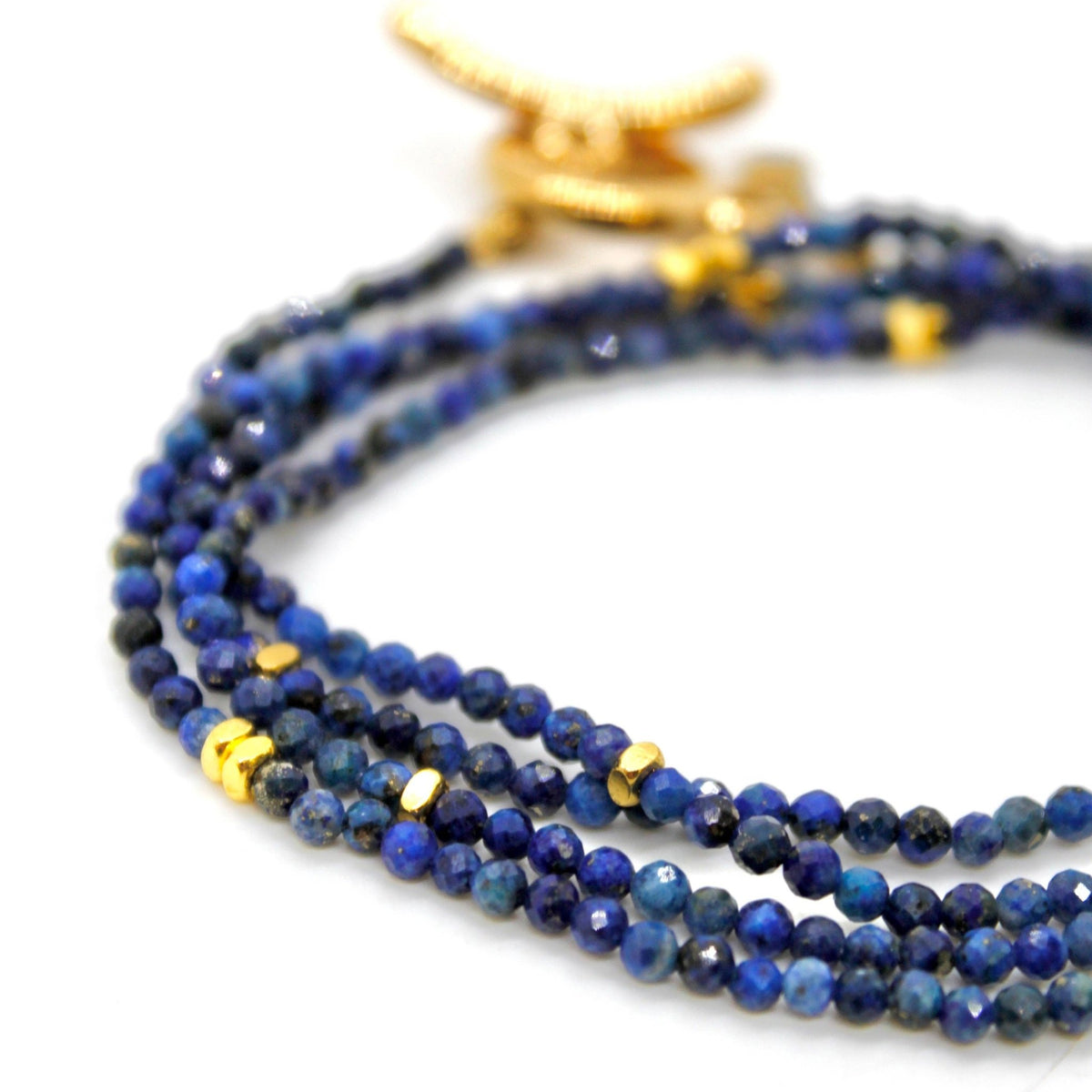 Long Lapis Lazuli Stone and Gold Luxury Necklace - Box Turtle