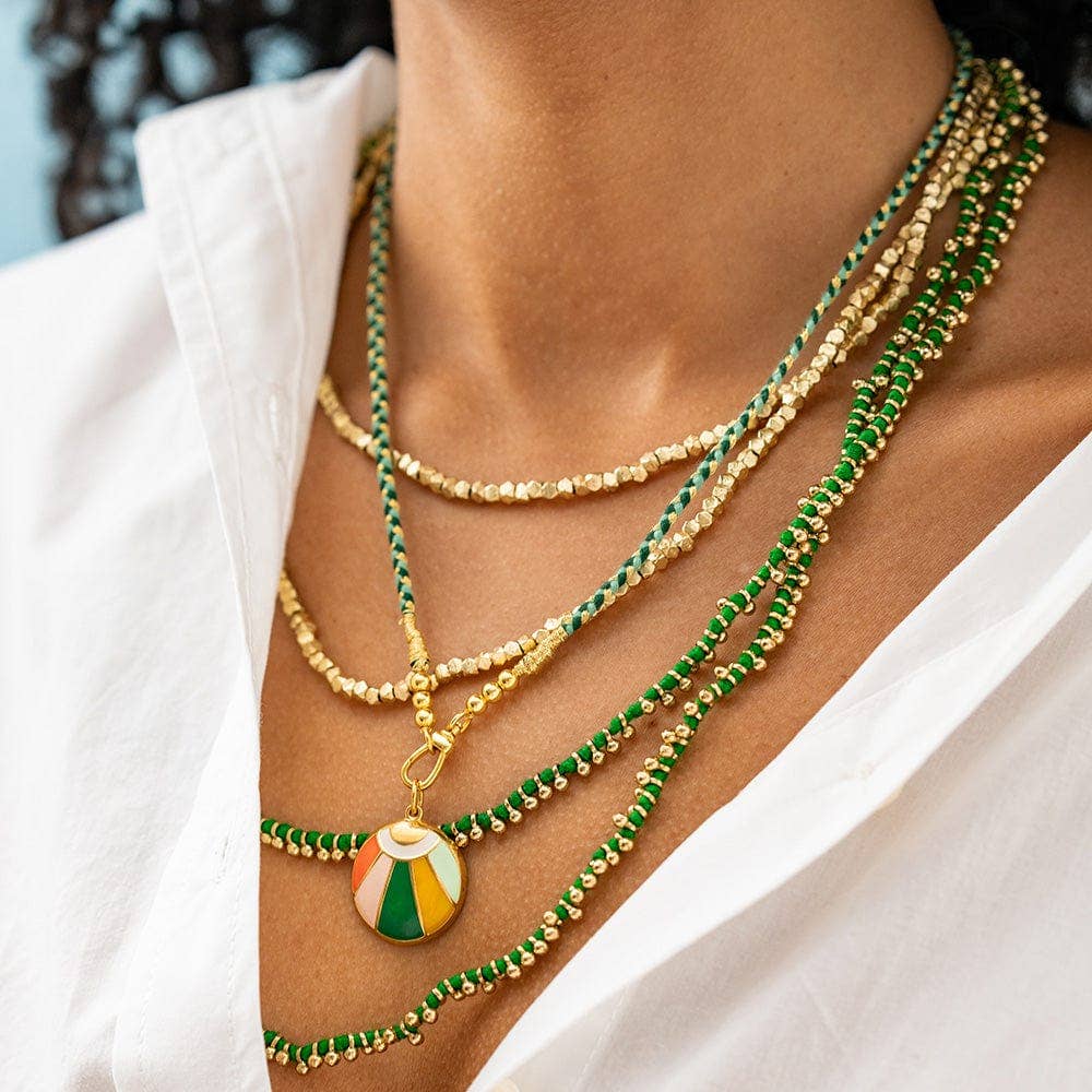 Long Necklace with Faceted Gold Beads - Box Turtle
