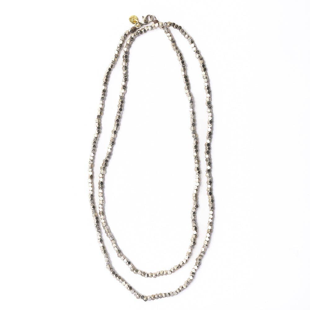 Long Necklace with Faceted Silver Beads - Box Turtle