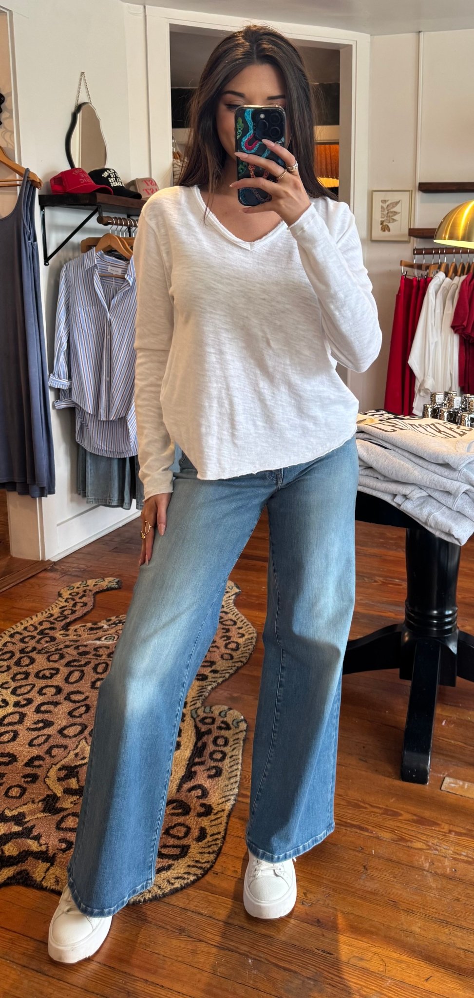 Long Sleeve White Vanya Tee - Box Turtle