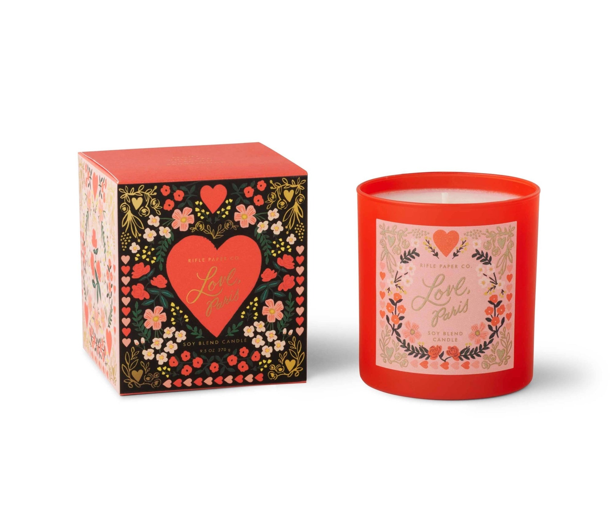 Love, Paris Valentine's Day Glass Candle - Box Turtle