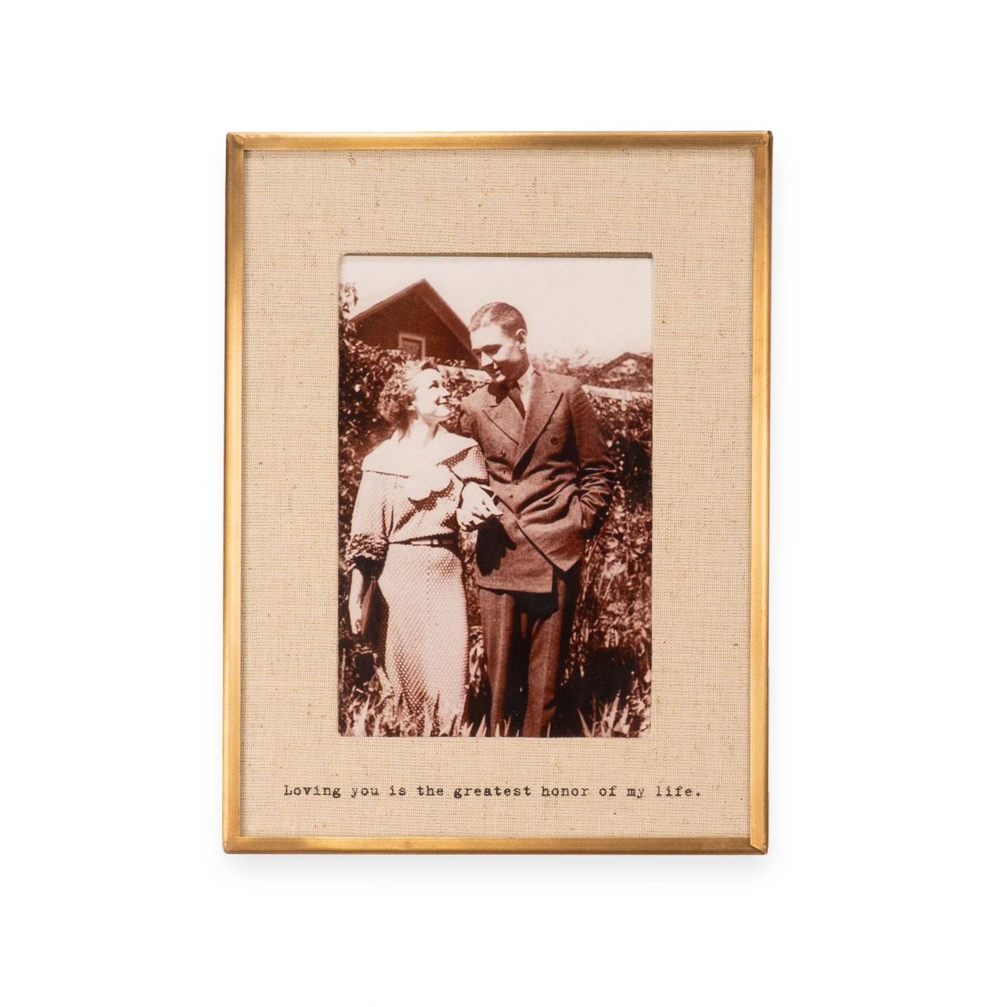"Loving You" Brass Linen Frame - Box Turtle