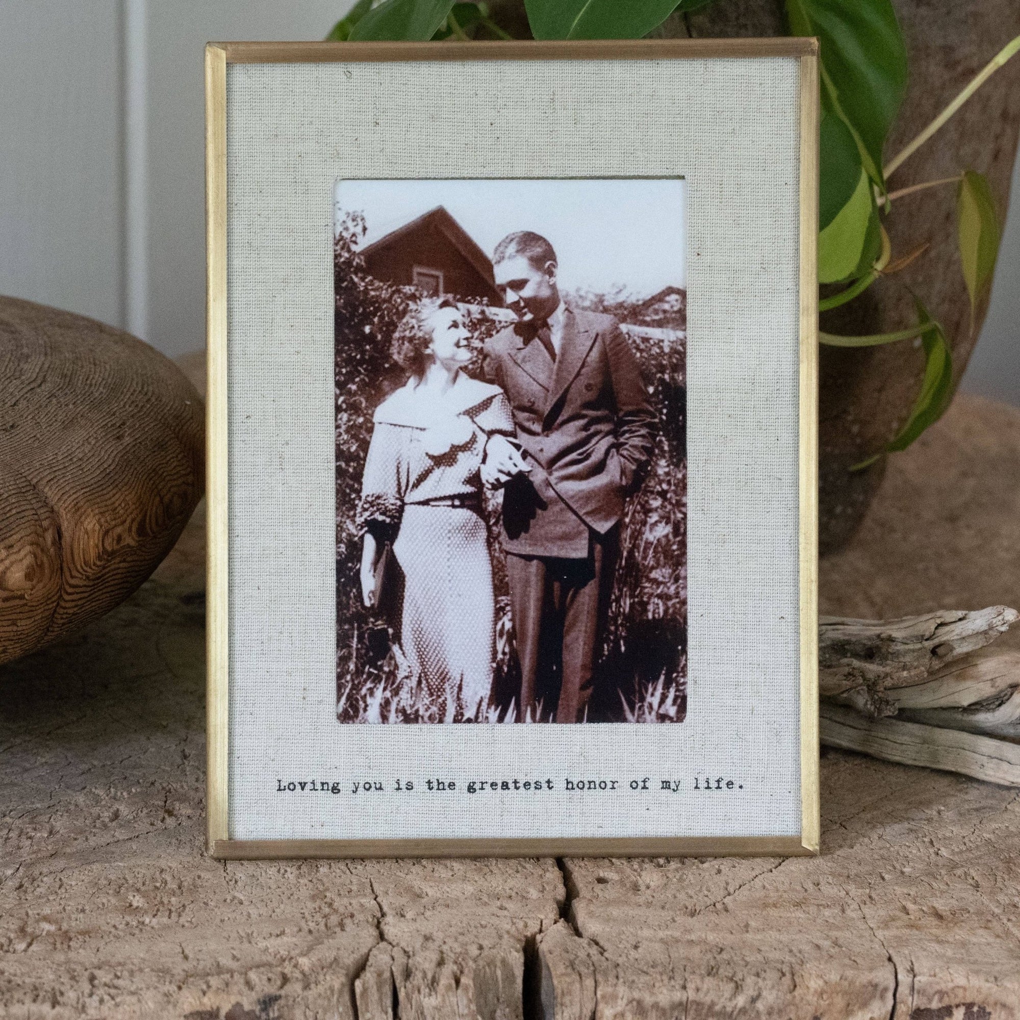 "Loving You" Brass Linen Frame - Box Turtle