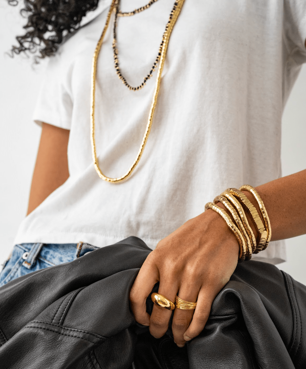 Lucille Round Bead Stretch Bracelet - Box Turtle