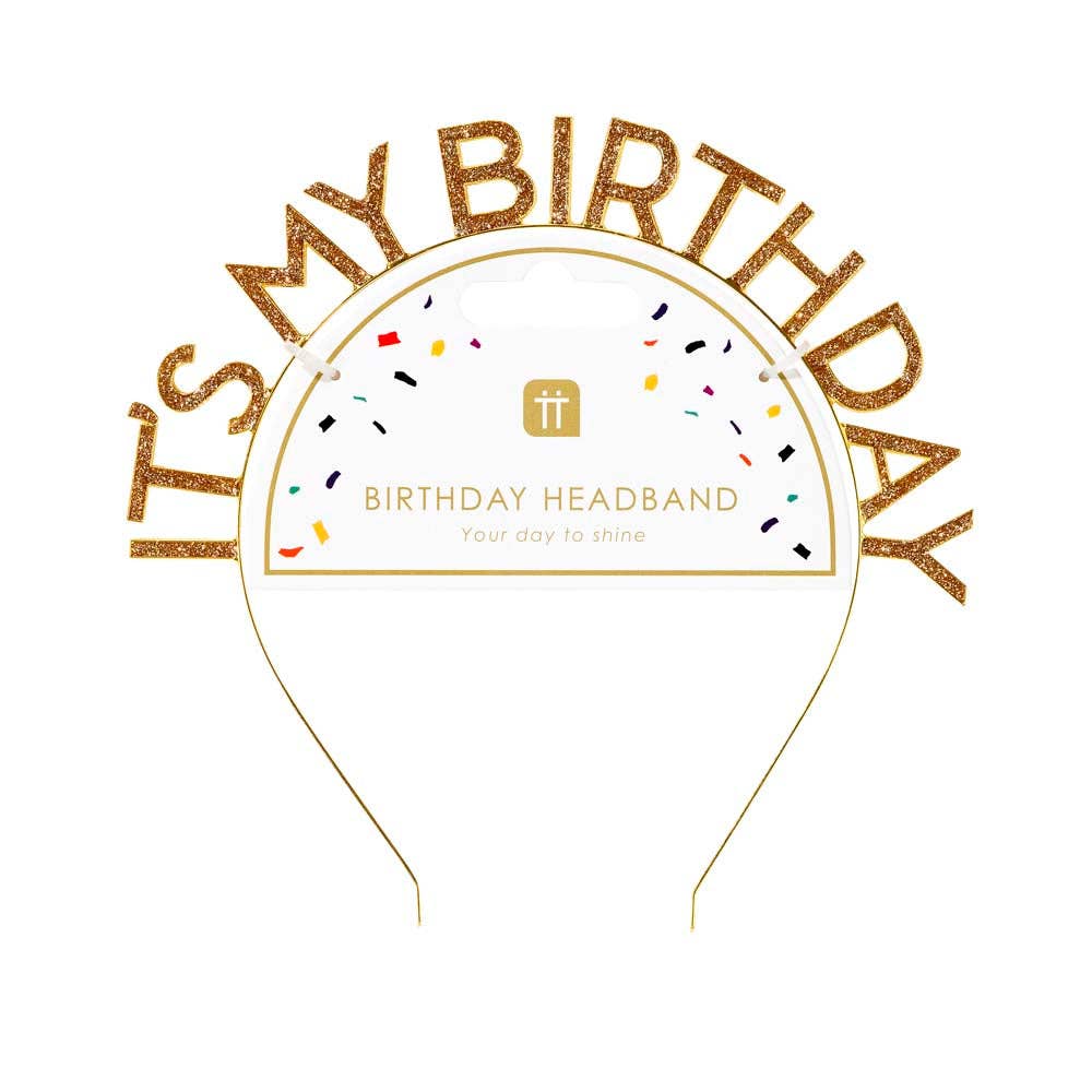 Luxe Gold 'It's My Birthday' Headband - Box Turtle