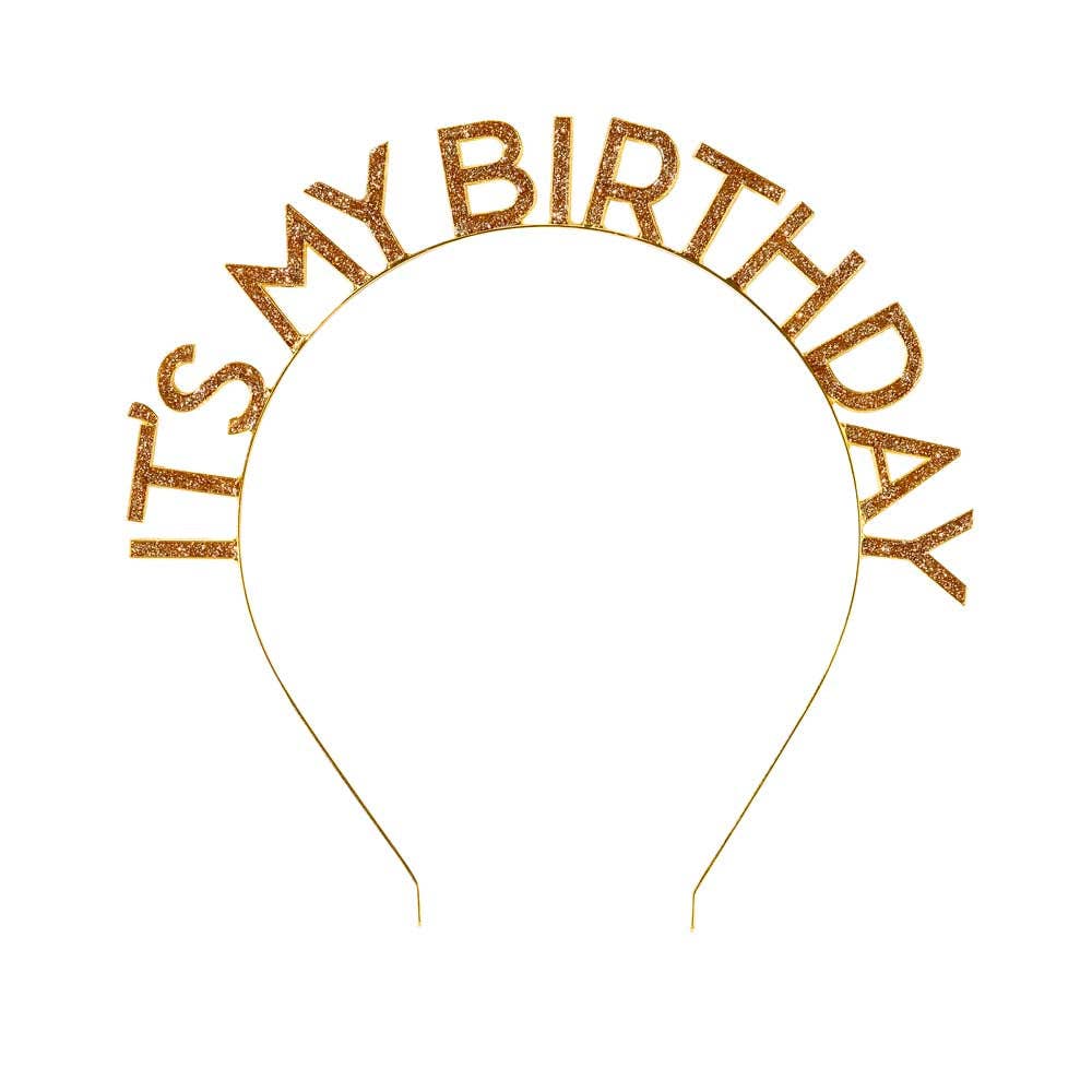 Luxe Gold 'It's My Birthday' Headband - Box Turtle