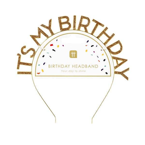 Luxe Gold 'It's My Birthday' Headband - Box Turtle